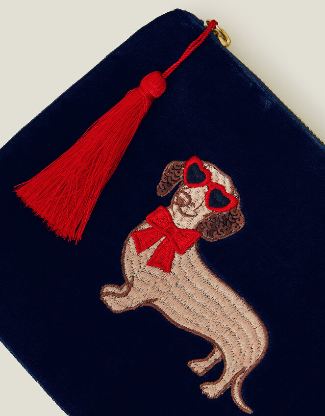 Sausage Dog Velvet Pouch, , large