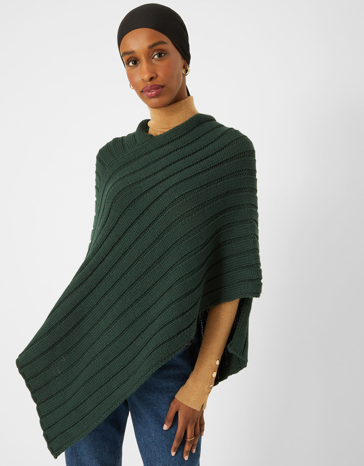 Green poncho sweater hotsell