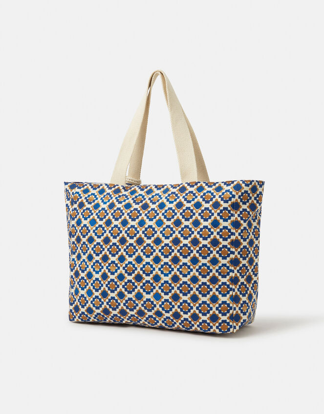 Tile Print Beach Tote Bag, , large