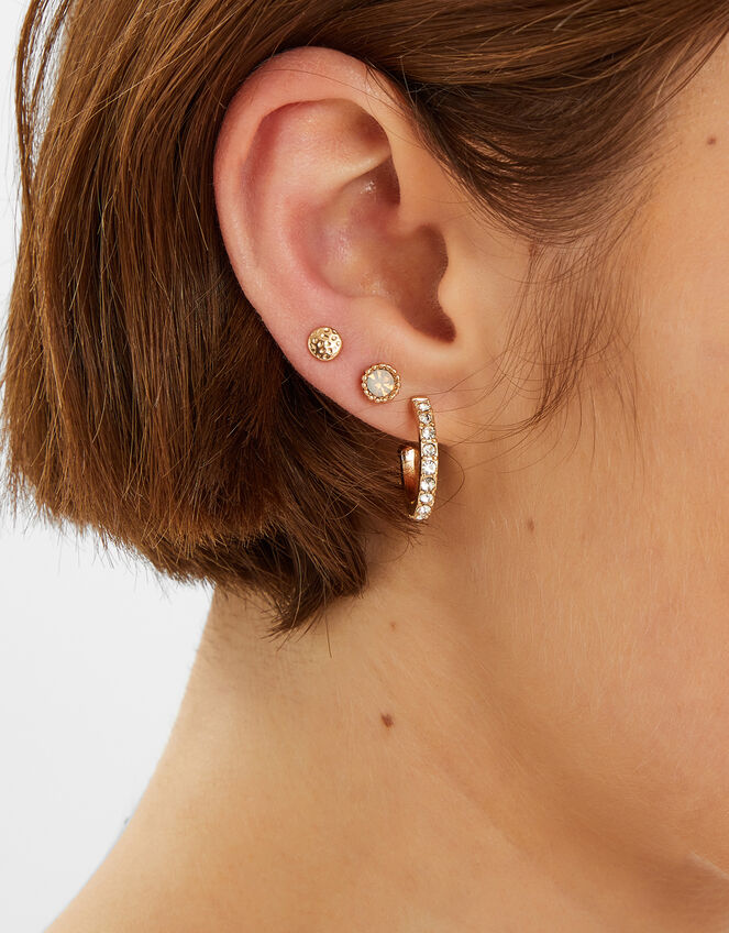 7-Pack Pearl Gem Stud and Hoop Earrings, , large