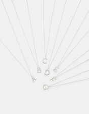 Sterling Silver Initial Pendant Necklace, Silver (ST SILVER), large