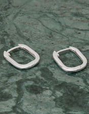 Sterling Silver Rectangular Hoops, , large