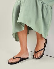 Leopard Print Flip Flops, Multi (DARKS MULTI), large