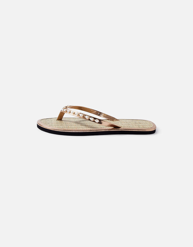 Pearl Seagrass Flip-Flops, Gold (GOLD), large