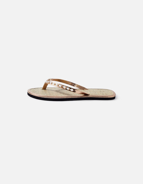 Pearl Seagrass Flip-Flops Gold, Gold (GOLD), large