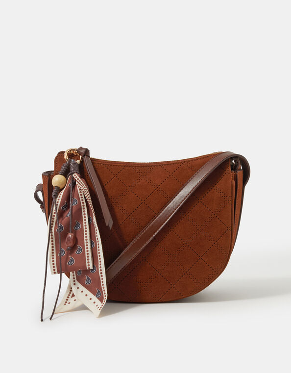 Faux Suede Scarf Crossbody Bag, , large