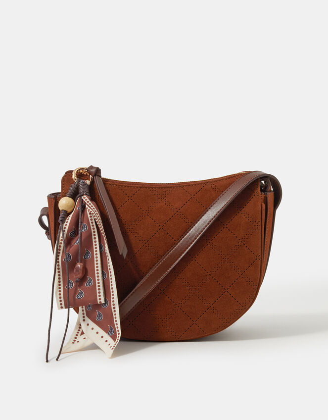 Faux Suede Scarf Crossbody Bag, , large