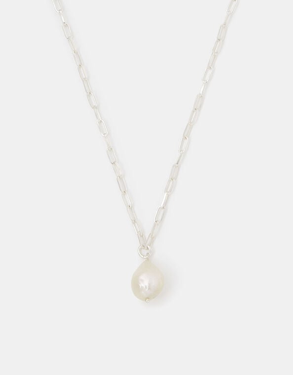 Sterling Silver Pearl Pendant Necklace, , large