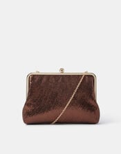 Large Metallic Clip Frame Clutch Bag, , large