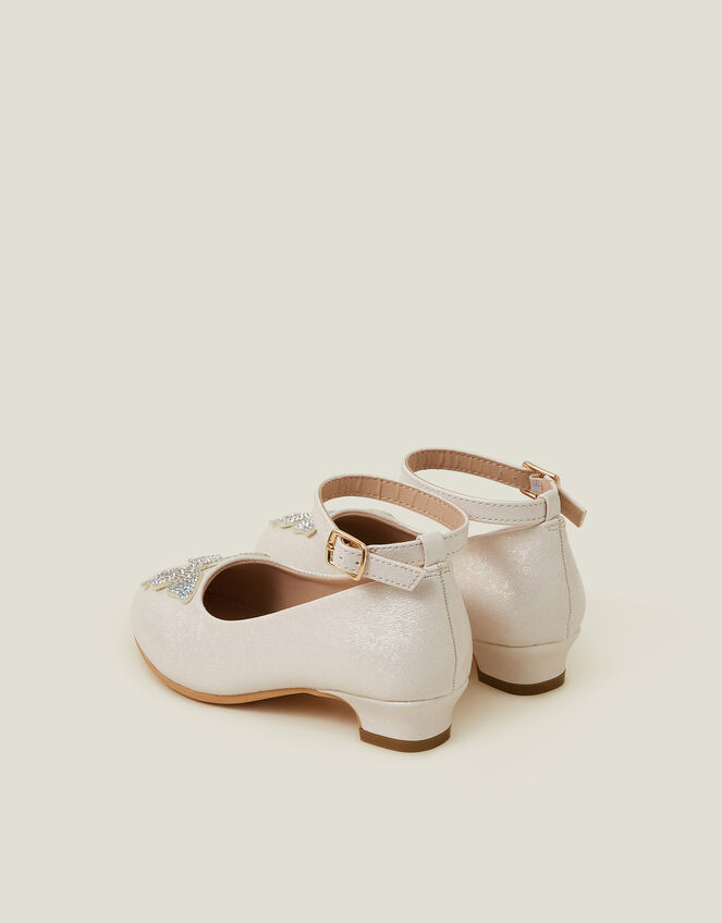 Girls Diamante Butterfly Heels, Gold (PALE GOLD), large