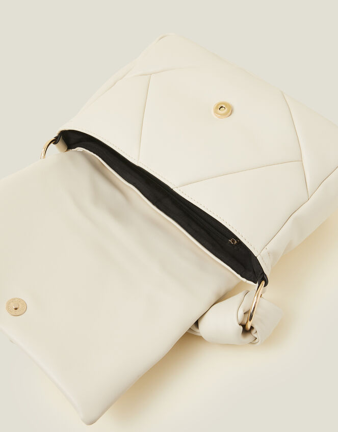 Quilted Handheld Cross-Body Bag, White (WHITE), large