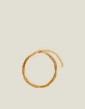 14ct Gold-Plated Stainless Steel Layered Twist Omega Bracelet, , large
