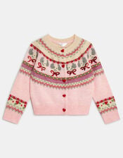 Girls Dog Fair Isle Cardigan, Multi (PASTEL MULTI), large