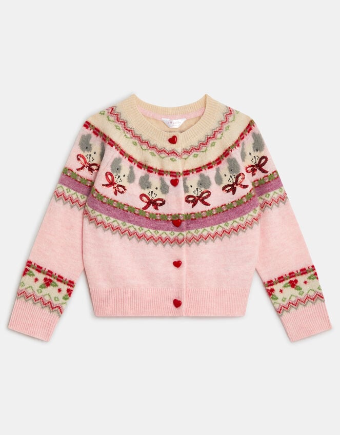 Girls Dog Fair Isle Cardigan, Multi (PASTEL MULTI), large