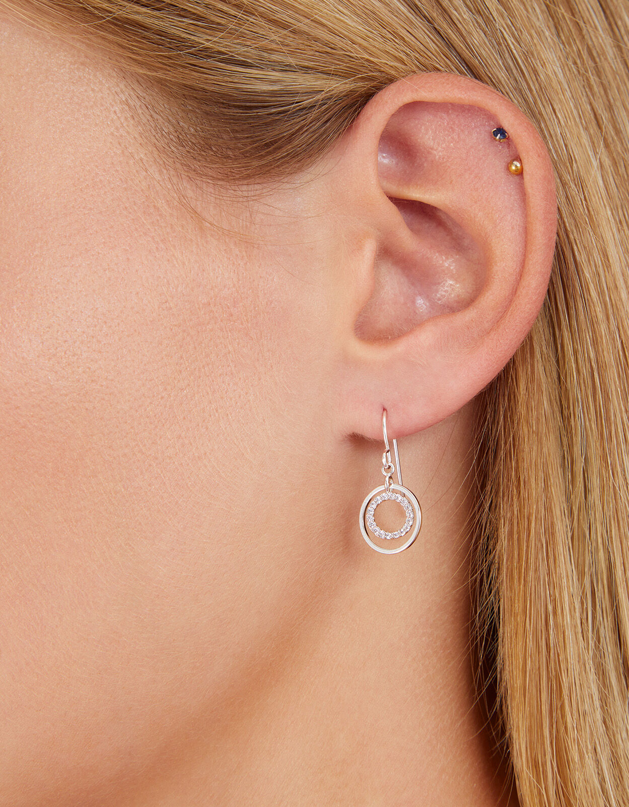Silver circle drop on sale earrings