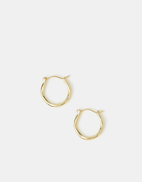 14ct Gold-Plated Small Molten Hoop Earrings, , large