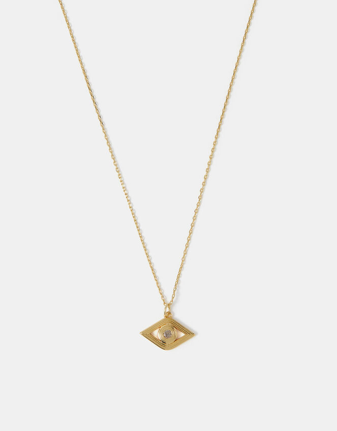 14ct Gold-Plated Evil Eye Pendant Necklace, , large