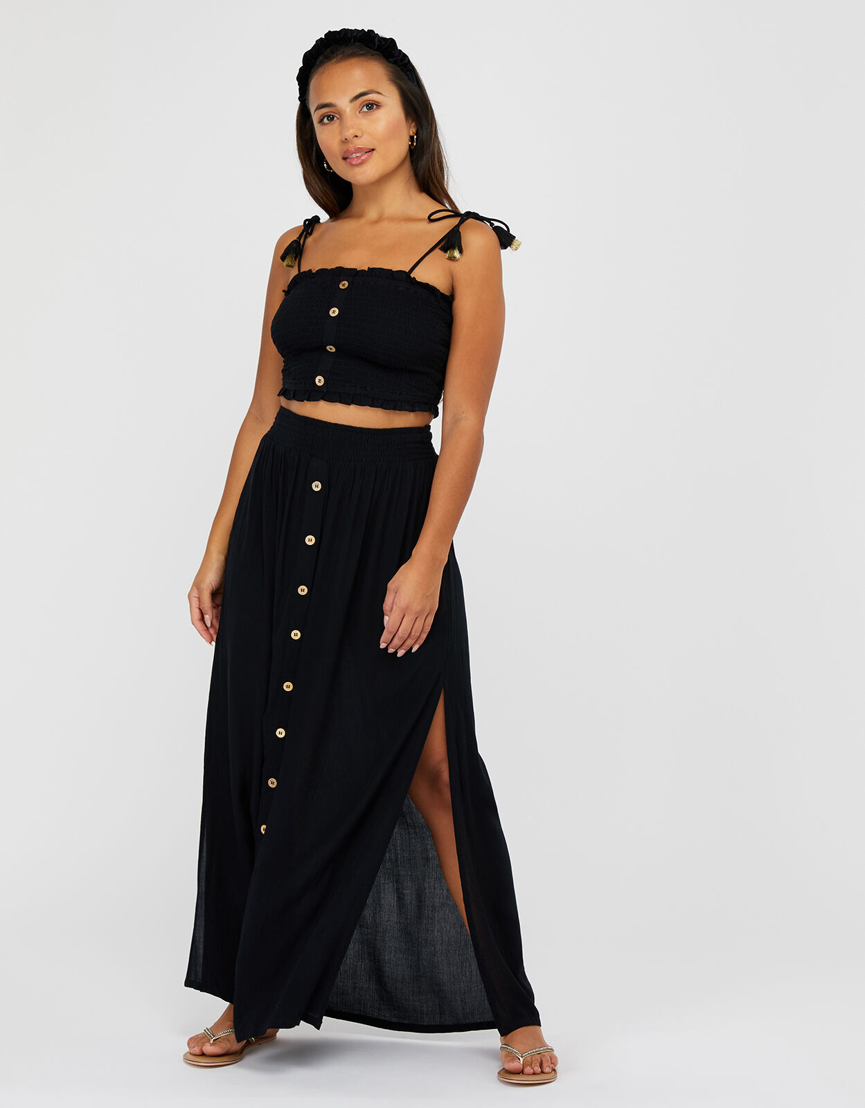 Charlotte Beach Maxi Skirt Black Beach kaftans Cover Ups Sarongs Accessorize UK