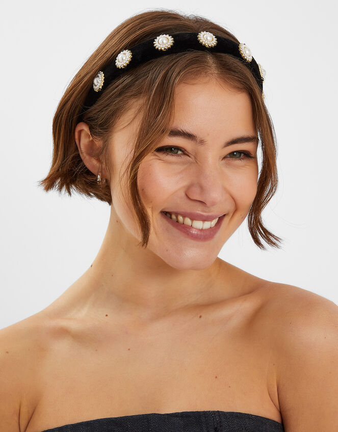Pearl and Diamante Headband, , large