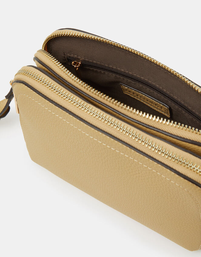 Double Zip Crossbody Bag, Yellow (YELLOW), large