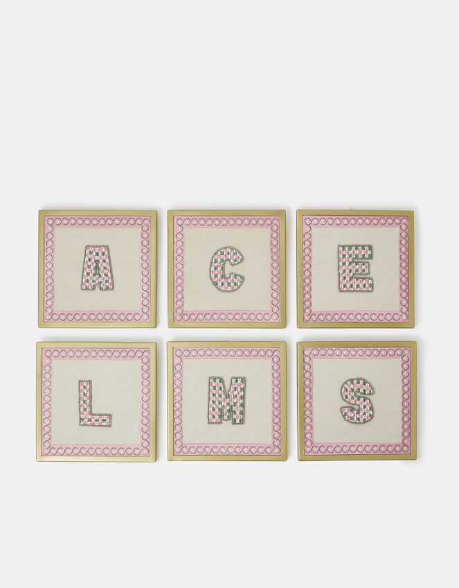 Initial Embellished Wall Art, Multi (PASTEL MULTI), large
