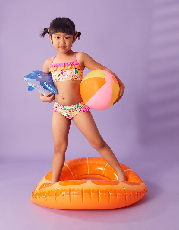 Girls Fruit Print Bikini Set with Recycled Polyester, Multi (BRIGHTS-MULTI), large