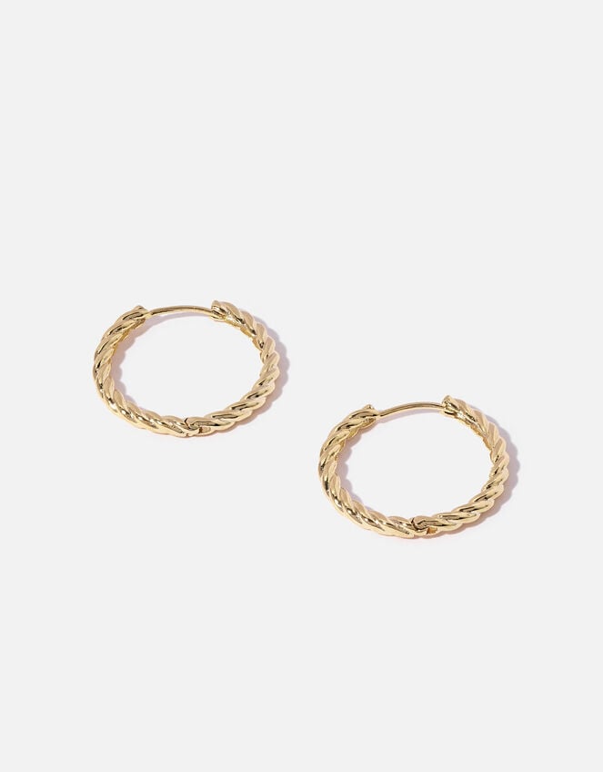 Gold-Plated Heirloom Large Twist Hoops, , large