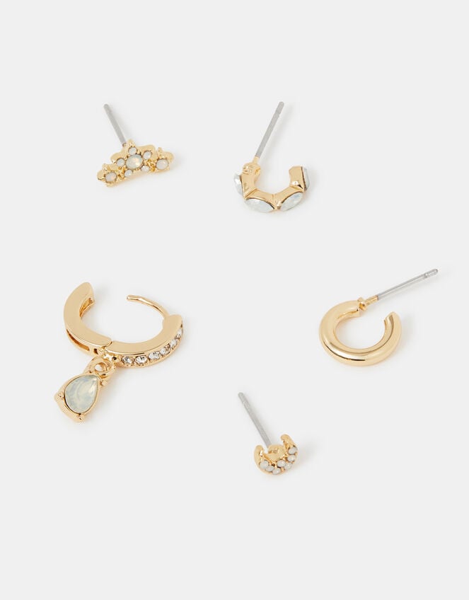 5-Pack Stone Stud & Hoop Earrings, , large