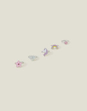 Girls Unicorn Rings 5 Pack, , large