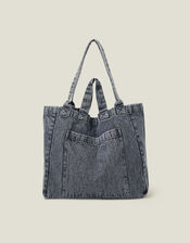 Washed Denim Tote Bag Blue, , large