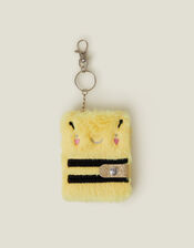 Girls Faux Fur Bee Keychain Notebook, , large