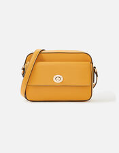 Boxy Twist-Lock Cross-Body Bag, Yellow (OCHRE), large