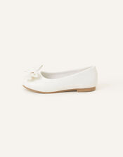 Girls Bow Ballerina Flats, Ivory (IVORY), large