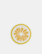 Round Lemon Beaded Coaster, , large