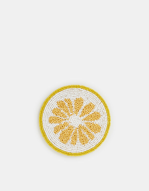 Round Lemon Beaded Coaster, , large