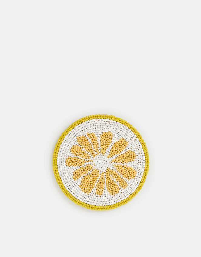 Round Lemon Beaded Coaster, , large