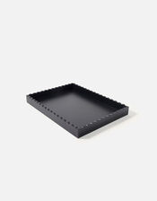 Large Wood Scallop Tray, Black (BLACK), large