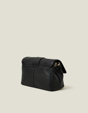 Leather Metal Bar Cross-Body Bag, Black (BLACK), large
