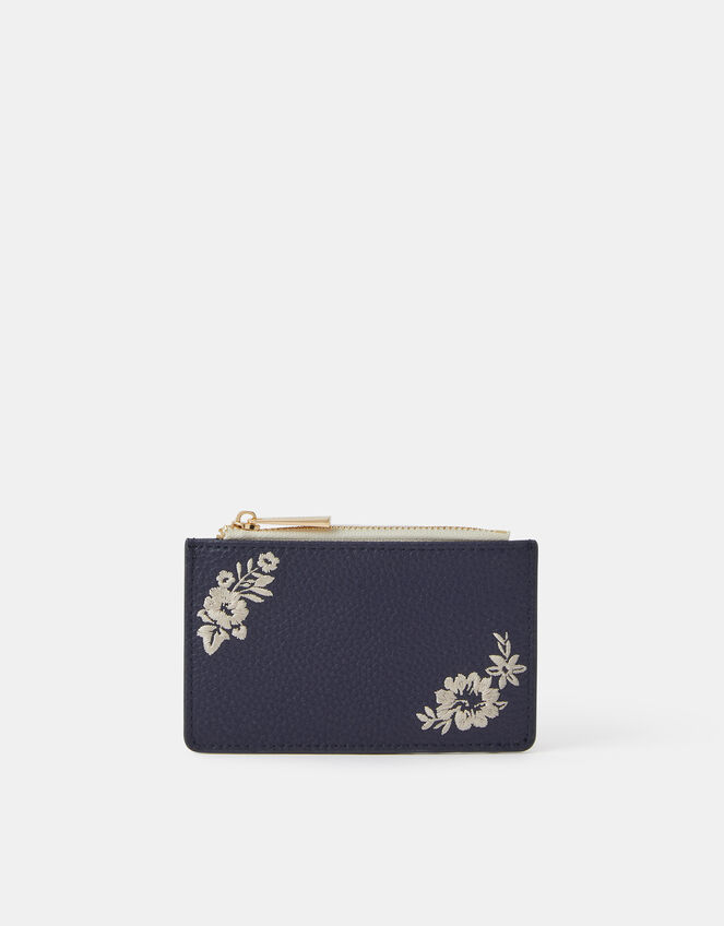 Floral Embroidered Card Holder, , large