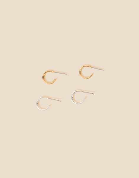 Mini Simple Hoop Earrings Set of Two, , large