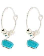 Turquoise Charm Huggie Hoop Earrings, , large