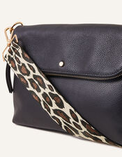 Oversized Leopard Print Bag Strap, , large