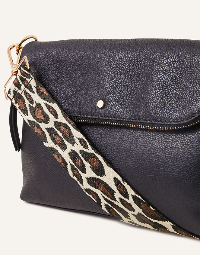 Oversized Leopard Print Bag Strap, , large