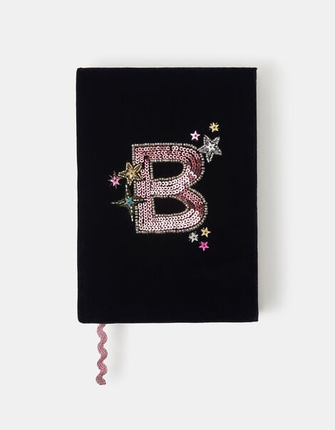 Sequin Initial Notebook, Blue (NAVY), large