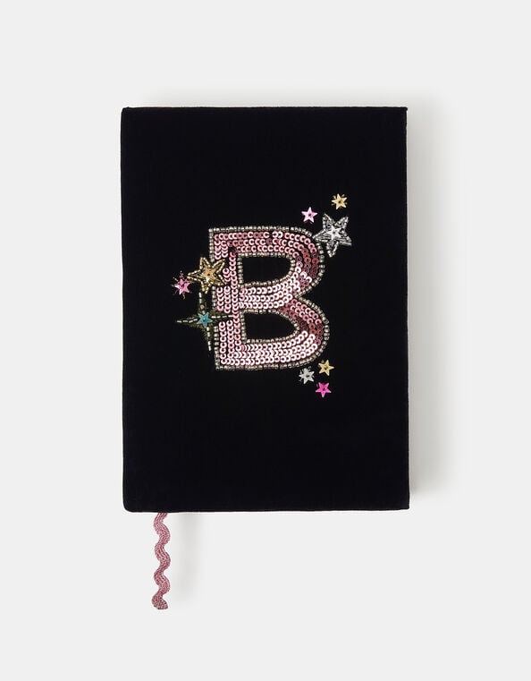 Sequin Initial Notebook, Blue (NAVY), large