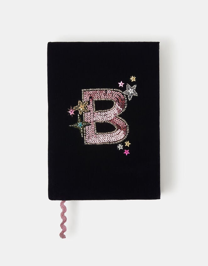 Sequin Initial Notebook, Blue (NAVY), large