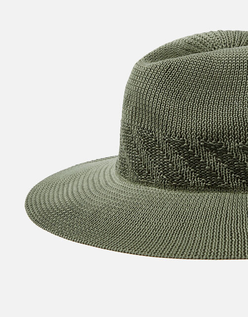Packable Fedora Hat, Green (KHAKI), large