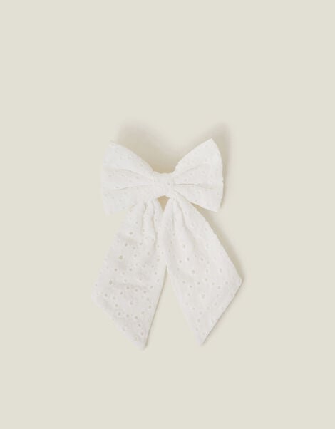 Broderie Bow Barrette Hair Clip, , large