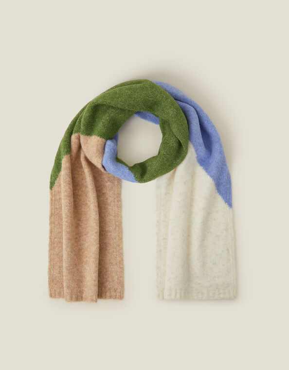 Colour Block Knit Scarf, , large