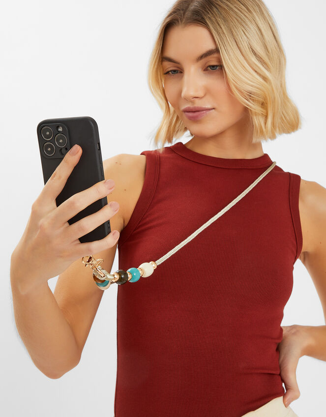 Metallic Bead Phone Strap, , large